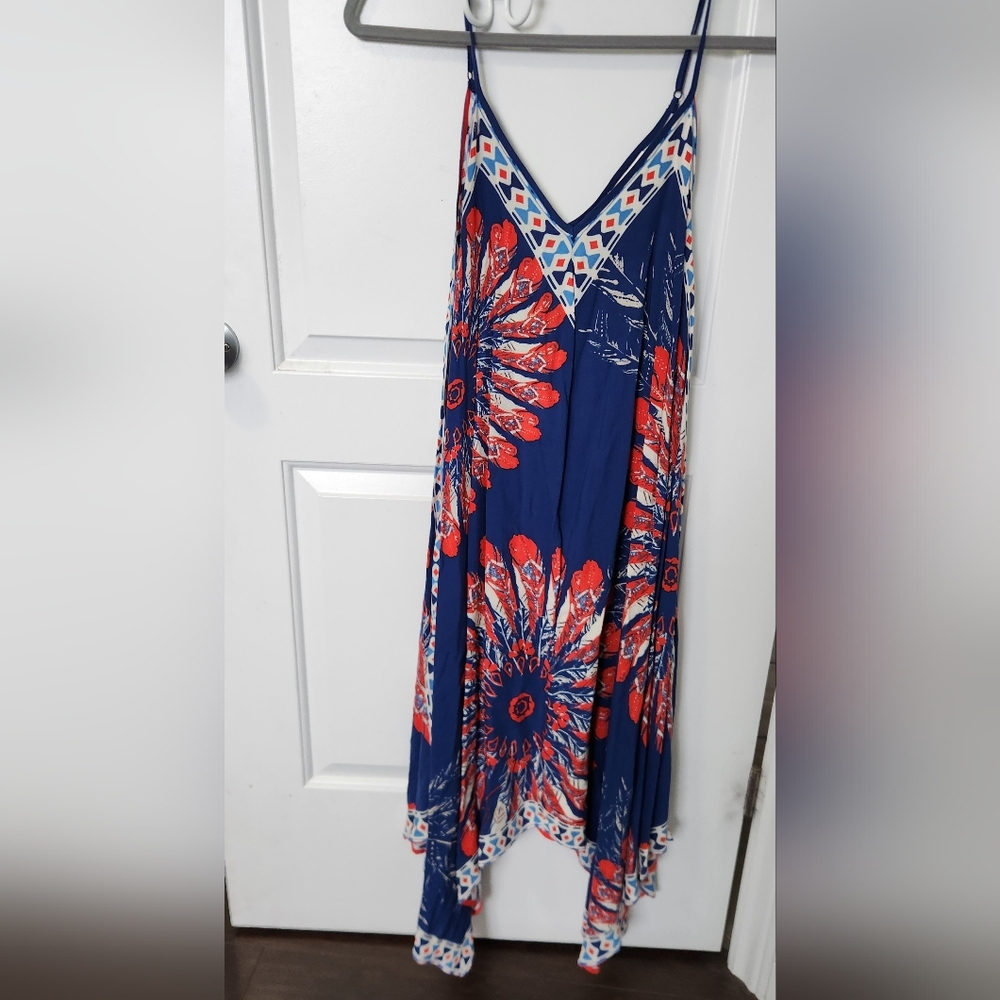 Jealous Tomato Blue and Red Patterned Dress Sz S/M. NWT